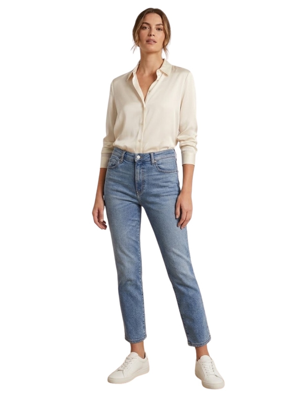 7 For All Mankind Luxe Vintage Roxanne Ankle Mid-rise Jeans Size 31 Medium Wash